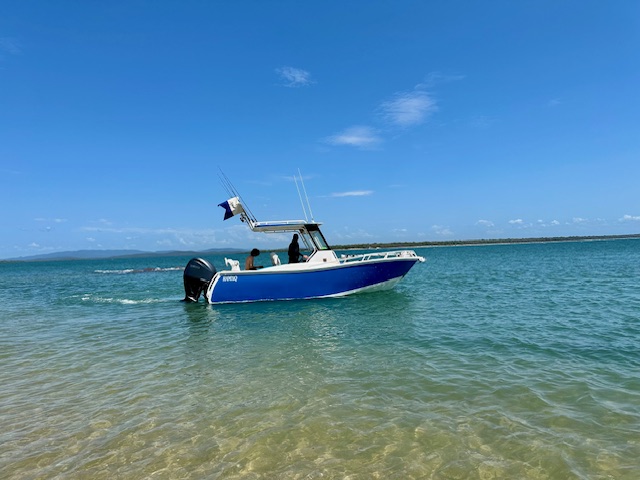 A custom plate boat built by Mason Marine Services in the ocean