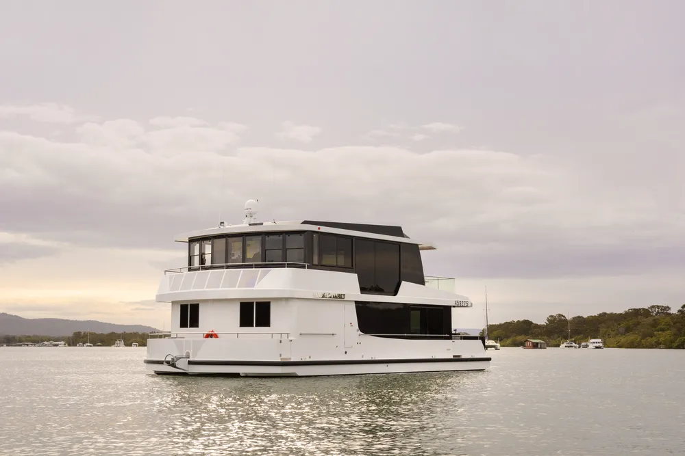M.V Margaret at sunset, a houseboat built by Mason Marine Industries