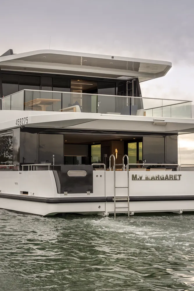 M.V Margaret at sunset, a houseboat built by Mason Marine Industries